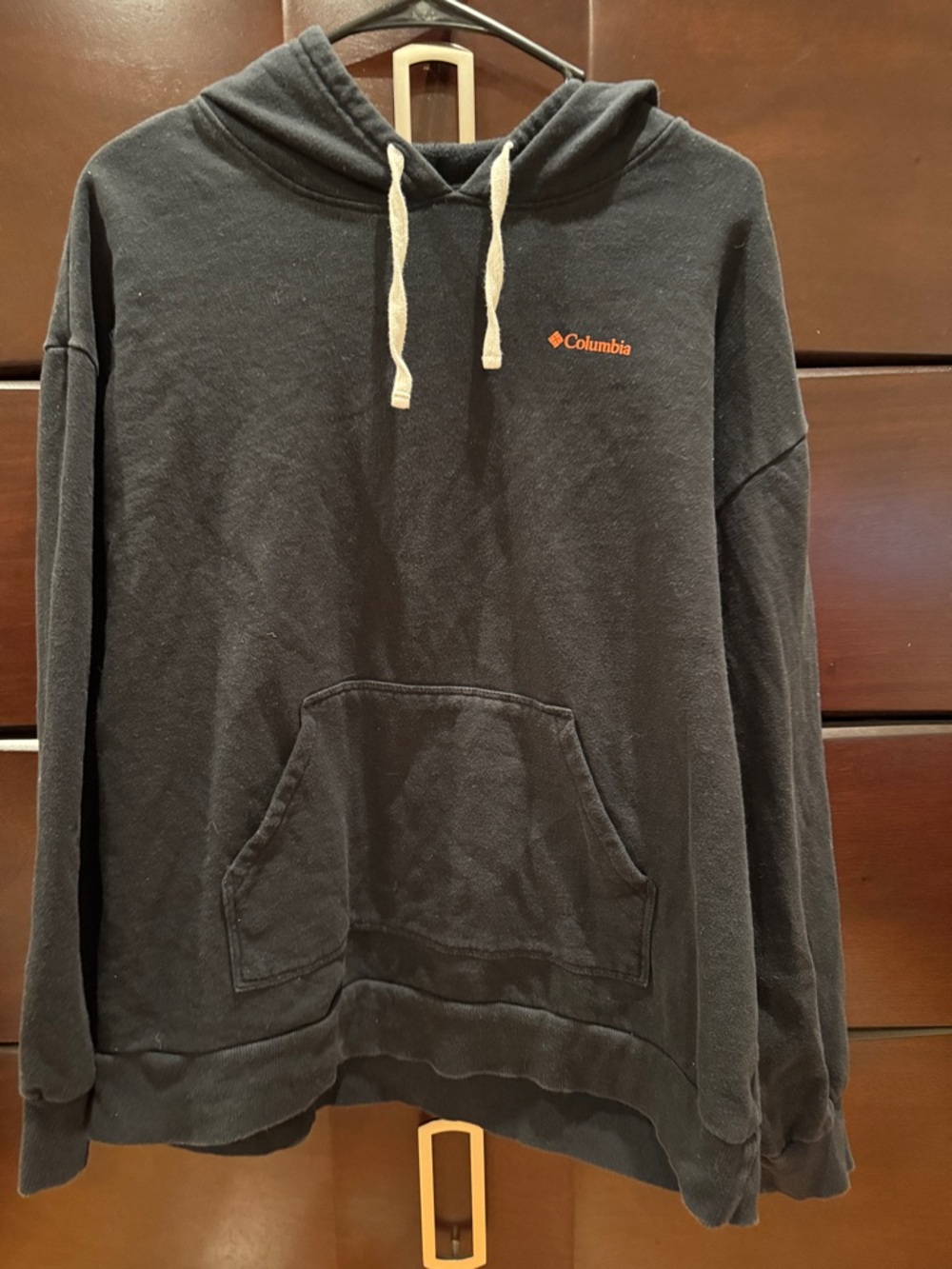Columbia Black Hooded Pullover with Orange Logo